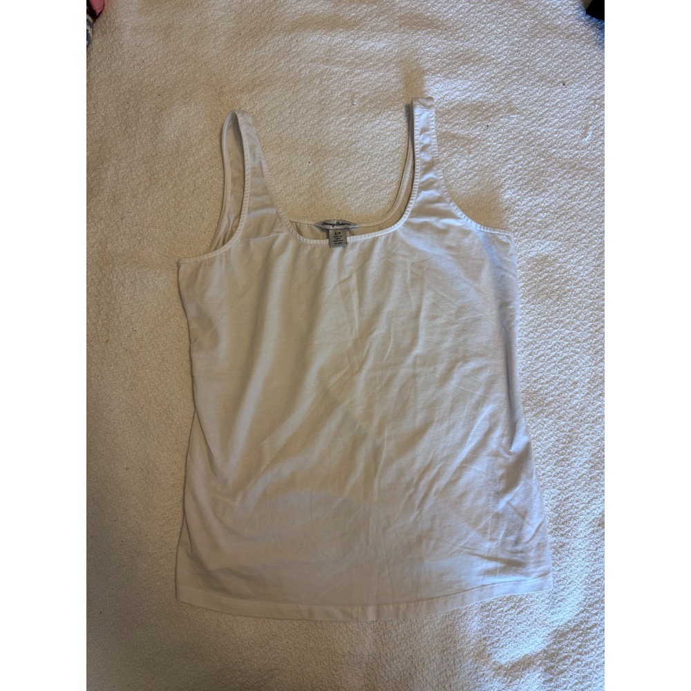 Tommy Bahama Womens White Scoop Neck Tank Top Cami Basic Essential Small